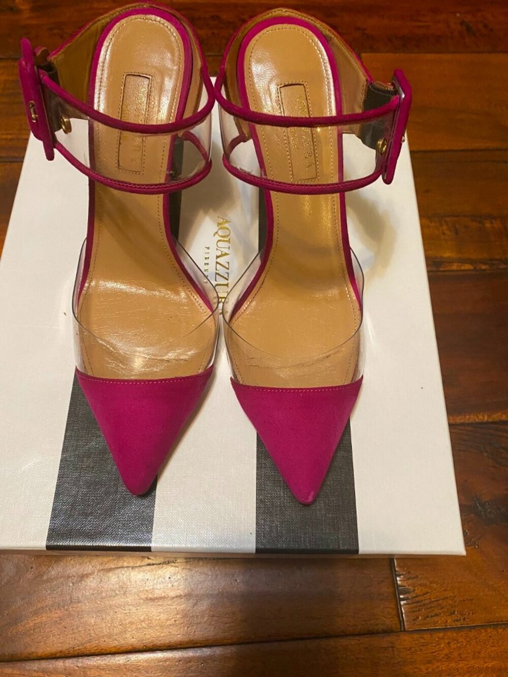 Aquazzura Magenta Optic Mules/Slides